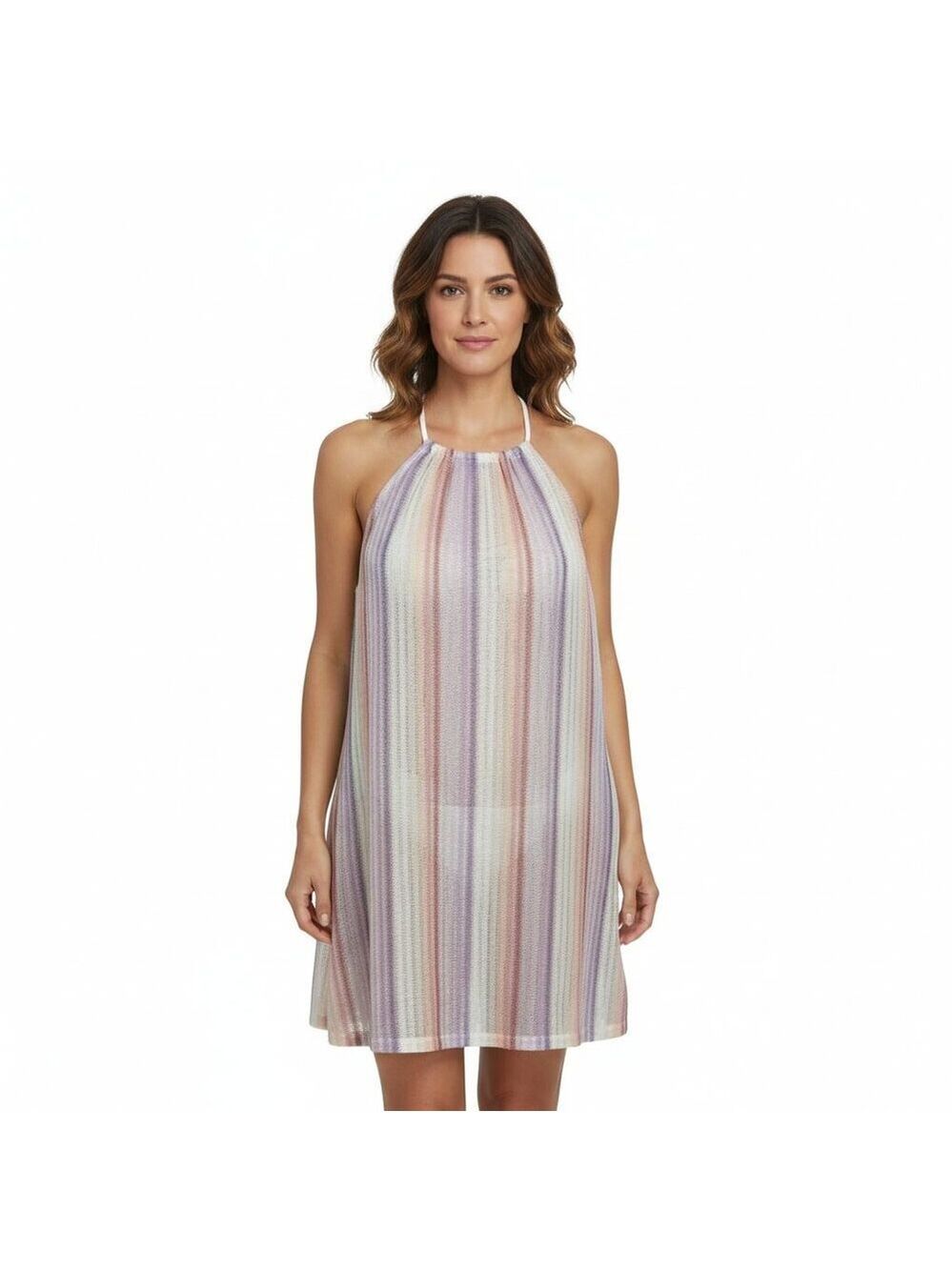 Haute Hippie Purple Peach Gradient Lace Halter Swim Cover-Up XL